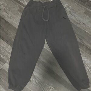 Hollister Men Charcoal Gray Fleece Jogger Sweatpants